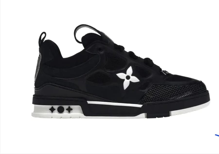 Louis Vuitton LV Skate Sneaker - Black Mesh & Leather with White Accent