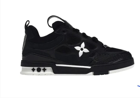 Louis Vuitton LV Skate Sneaker - Black Mesh & Leather with White Accent
