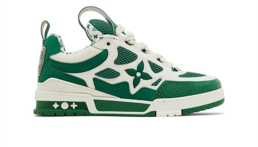 Louis Vuitton LV Skate Sneaker - Green & White Mesh with Calf Leather Trim
