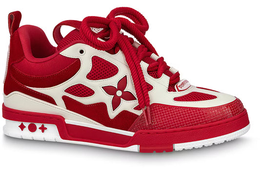 Louis Vuitton LV Skate Sneaker - Red & White Mesh with Calf Leather Trim