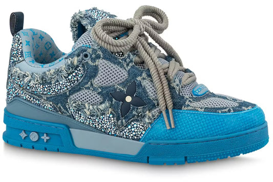 Louis Vuitton LV Skate Sneaker - Blue Monogram Denim with Rhinestones & Crystals