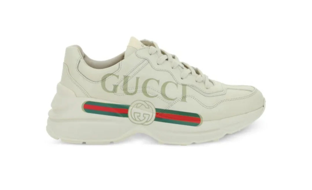Gucci Rhyton Vintage Logo Leather Sneaker (Ivory / White)