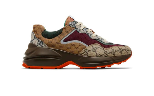Gucci Rhyton GG Supreme Monogram Canvas Sneaker (Multicolor / Orange Sole)