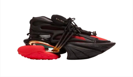 Balmain Unicorn Low-Top Sneaker (Black/Red/Gold and Triple Black colorways)