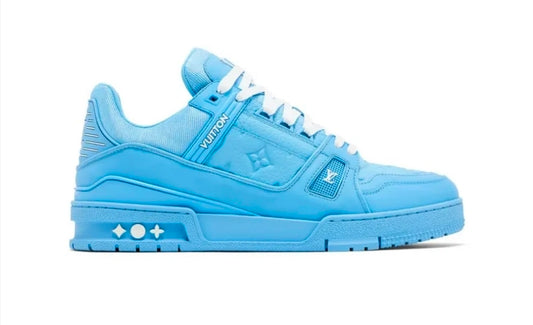 Louis Vuitton LV Trainer Sneaker - Sky Blue Monogram Embossed Grained Calf Leather