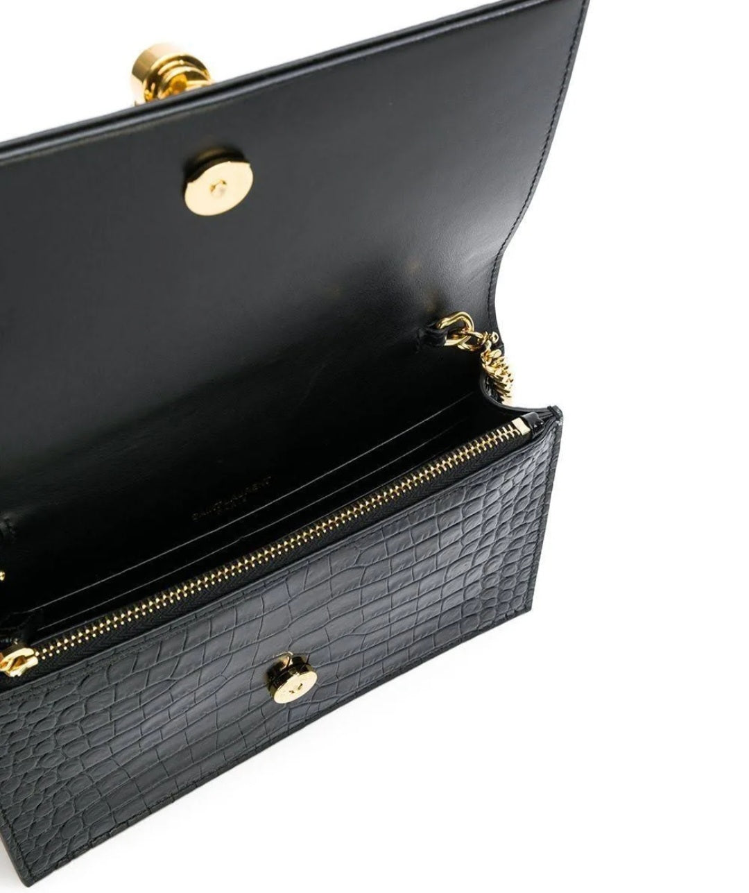 Saint Laurent Kate Medium Chain Wallet with Tassel – Crocodile-Embossed Leather