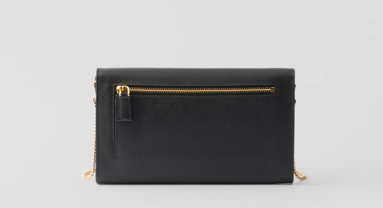 Prada Saffiano Leather Envelope Wallet on Chain / Crossbody Bag