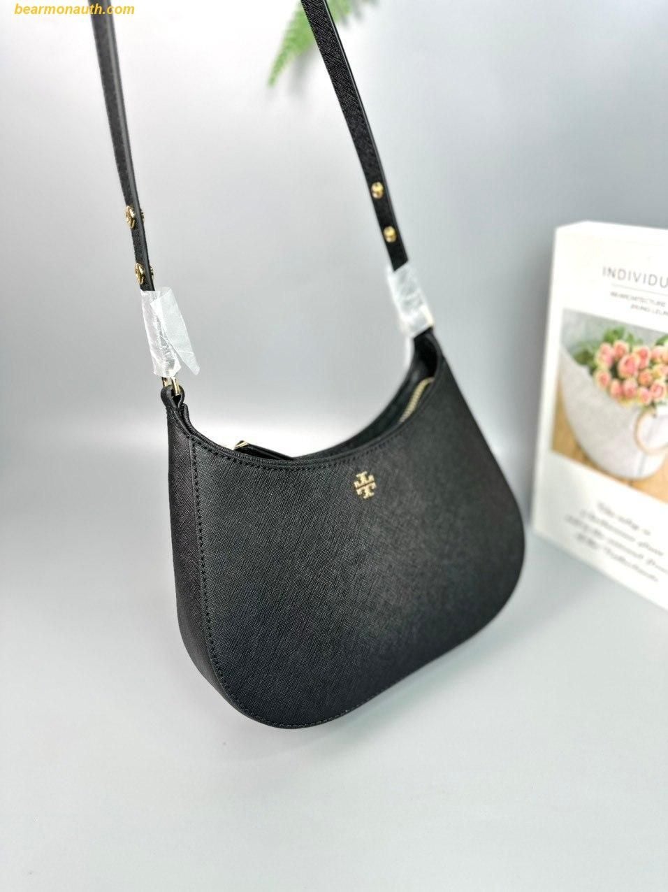 Tory Burch Emerson Mini Crescent Hobo Bag – Textured Leather