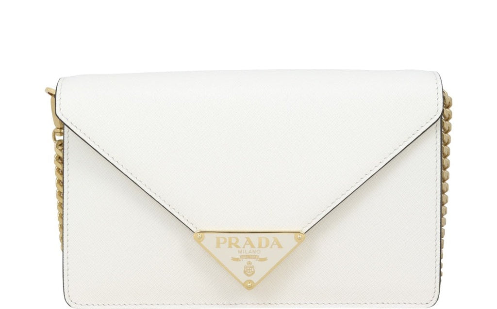 Prada Saffiano Leather Envelope Wallet on Chain / Crossbody Bag