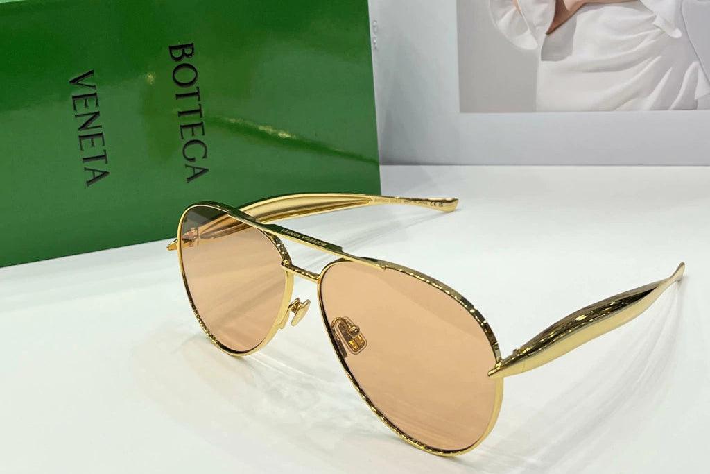 Bottega Veneta Drop Gold Aviator Sunglasses