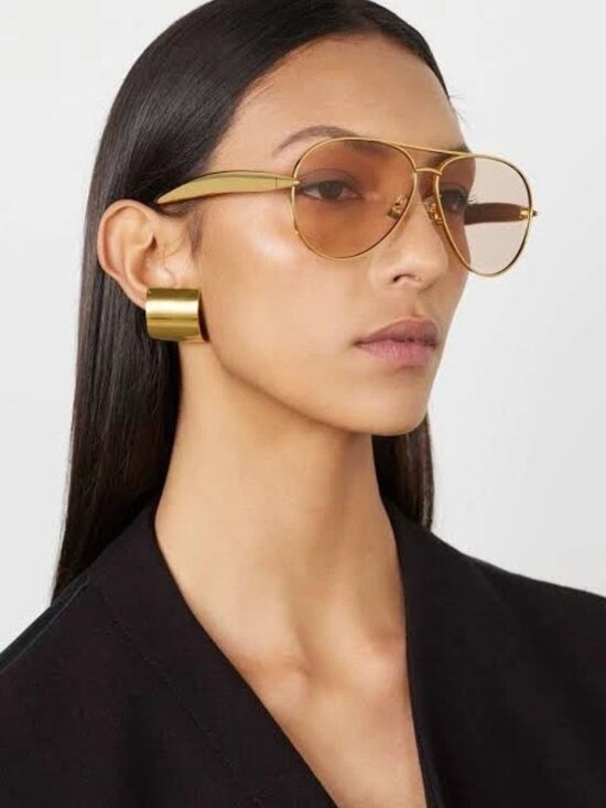 Bottega Veneta Drop Gold Aviator Sunglasses