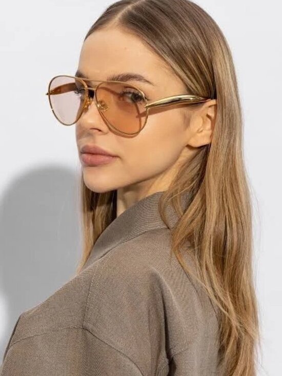 Bottega Veneta Drop Gold Aviator Sunglasses