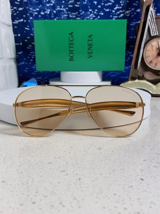 Bottega Veneta Drop Gold Aviator Sunglasses